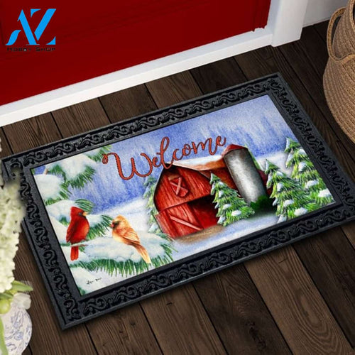 Cardinals in Winter Barn Doormat - 18