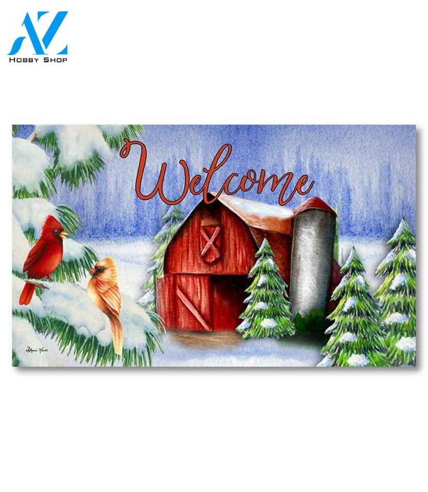 Cardinals in Winter Barn Doormat - 18" x 30"