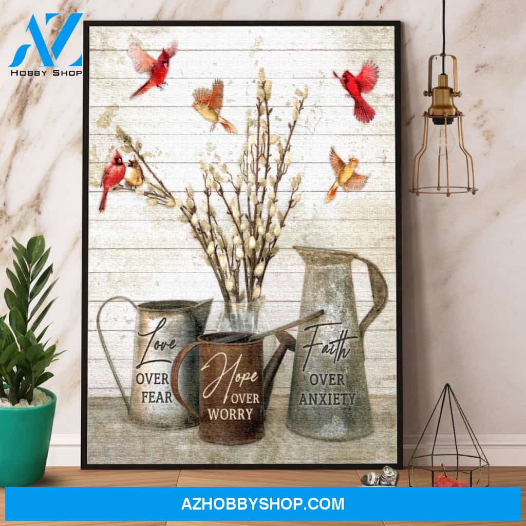 Cardinals Love Hope Faith Canvas And Poster, Wall Decor Visual Art