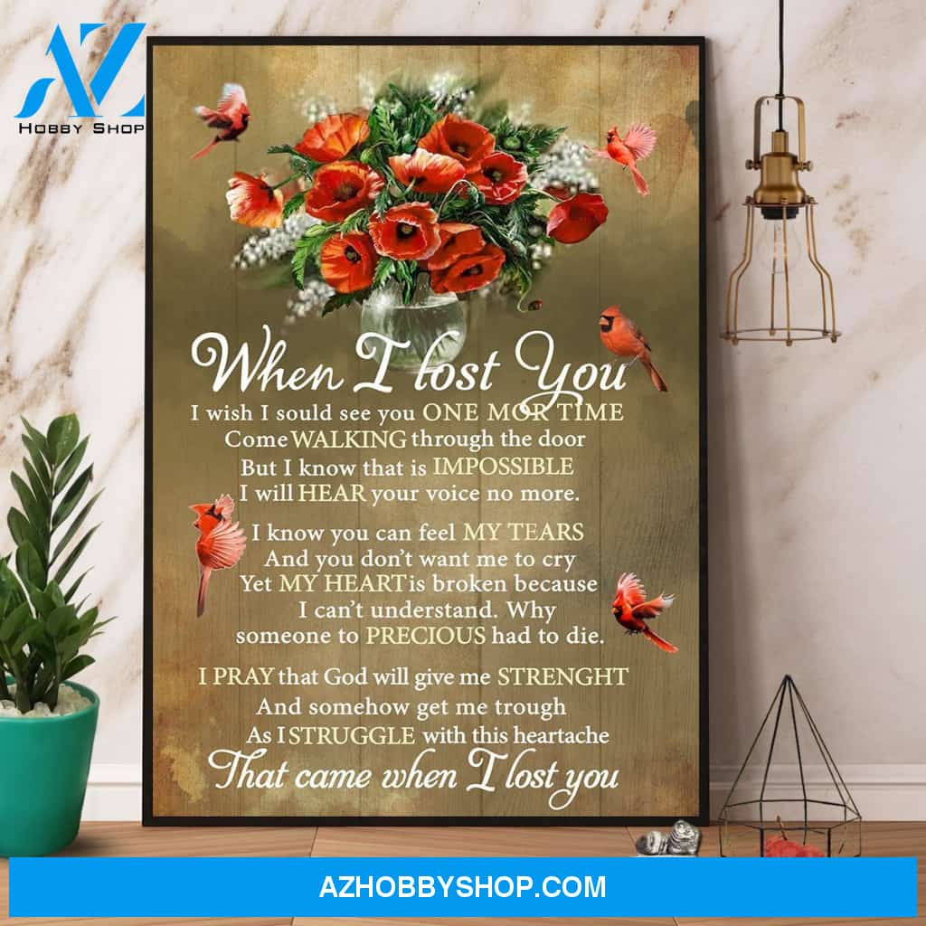 Cardinals & Poppies When I Lost You Canvas And Poster, Wall Decor Visual Art