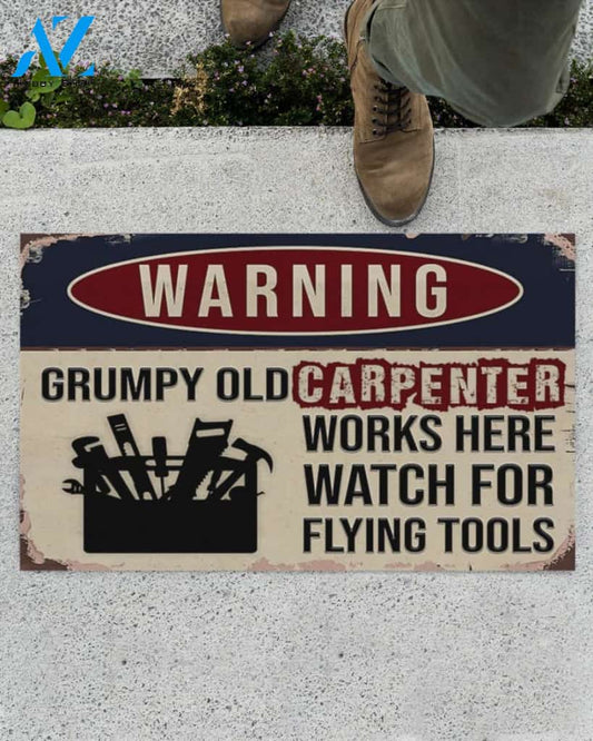 Carpenter Warning Welcome Mat Housewarming Home Decor Funny Doormat Best Gift Idea For Friend Birthday, Gift For Family, Gift For Carpenter