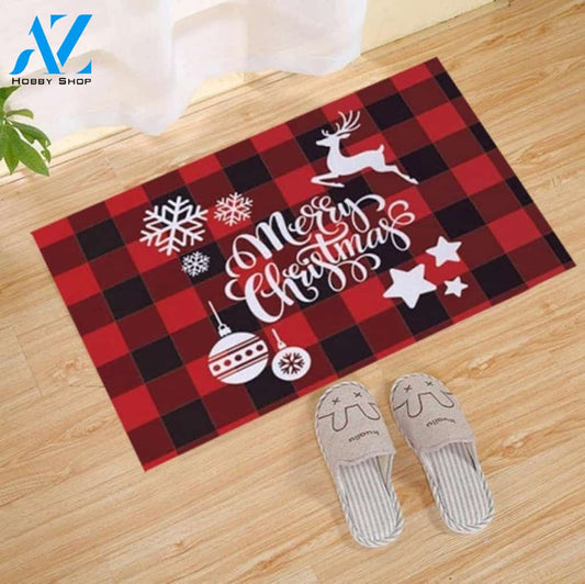 Carpet Merry Christmas Buffalo Plaid Decor For Home Christmas Funny Doormat Gift For Friend, Family Home Decor Housewarming Gift Welcome Mat