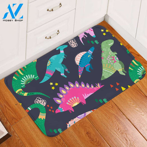Cartooned Dino Kid Door Mat