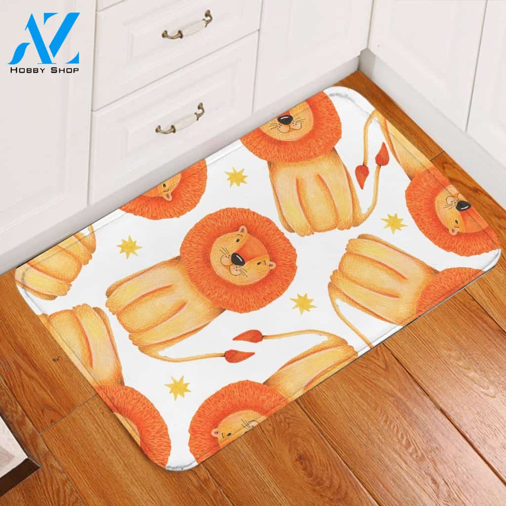 Cartooned Lion Patterns Printed Doormat Home Decor