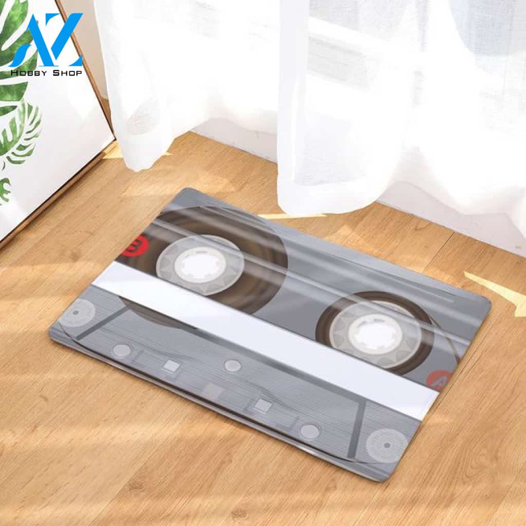 Cassette Gray Doormat Indoor And Outdoor Doormat Warm House Gift Welcome Mat Birthday Gift For Music Lovers Cassette Lover