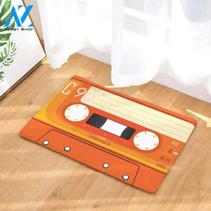 Cassette Orange Doormat Indoor And Outdoor Doormat Warm House Gift Welcome Mat Birthday Gift For Music Lovers Cassette Lover