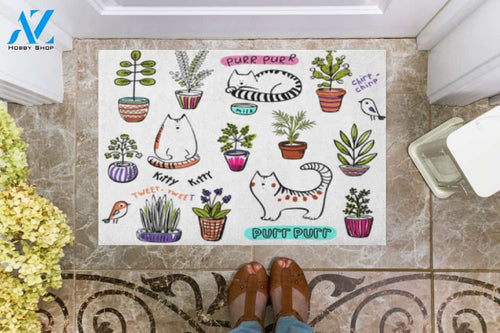 Cat And Bird Doormat Welcome Mat Housewarming Gift Home Decor Funny Doormat Gift For Cat Lovers Gift For Friend Birthday Gift