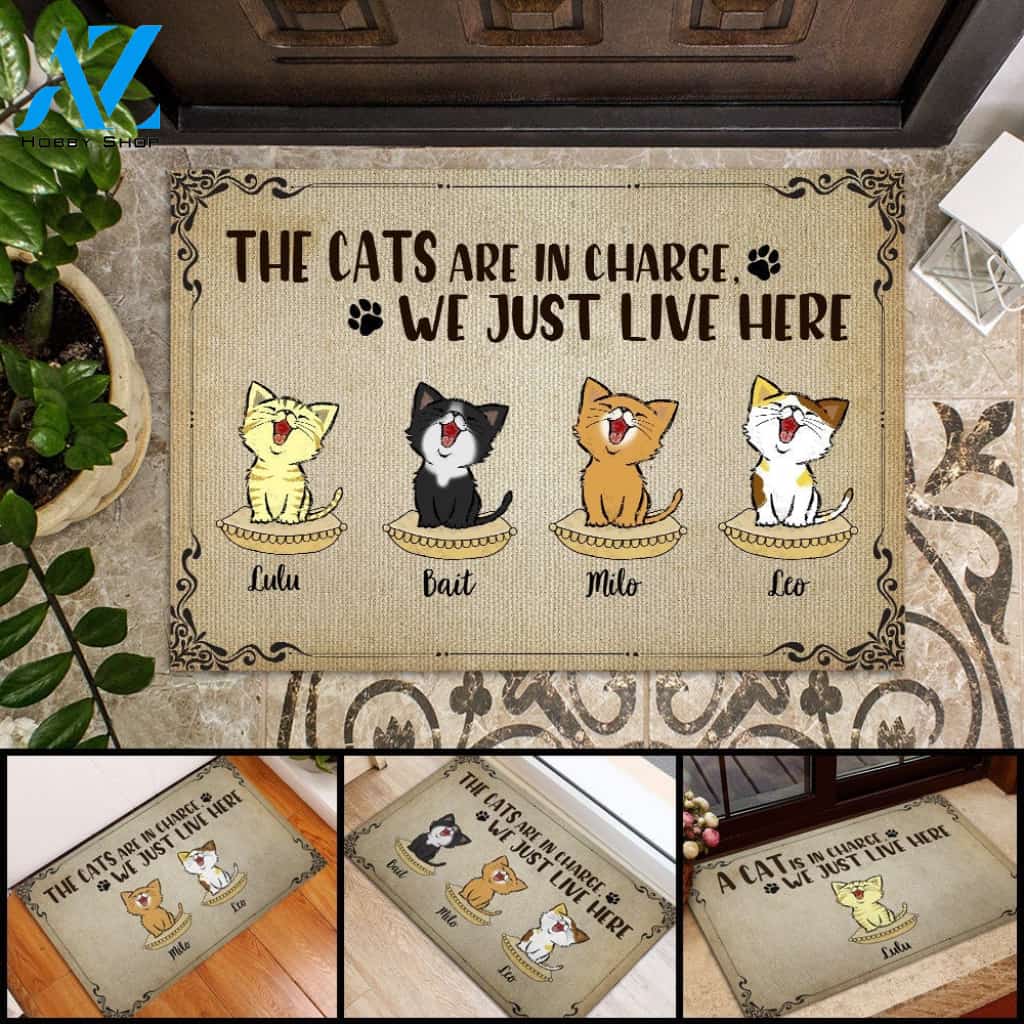 Cat And Their People Personalized Doormat