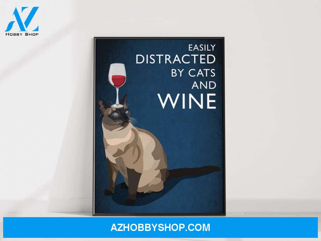 Cat And Wine Poster, Cat Canvas And Poster, Wall Decor Visual Art