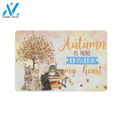 Cat Autumn Is Inside My Heart Doormat Indoor And Outdoor Mat Entrance Rug Sweet Home Decor Housewarming Gift Gift For Friend Family Stem Feminist
