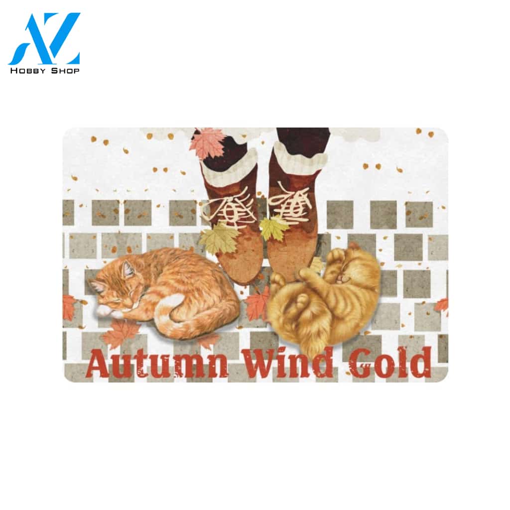 Cat Autumn Wind Cold Doormat Indoor And Outdoor Mat Entrance Rug Sweet Home Decor Housewarming Gift Gift For Friend Family Stem Feminist