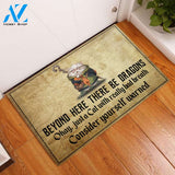 Cat Beyond Here There Be Dragons Rubber Base Doormat