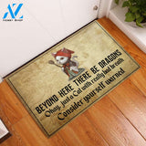 Cat Beyond Here There Be Dragons Rubber Base Doormat