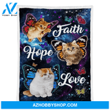 Cat Blanket, Faith Hope Love Butterflies Blanket Gift For Cat Lovers