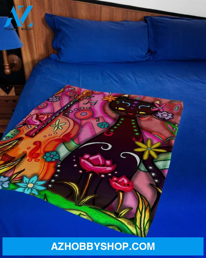 Cat Blanket - Cat Hippie Fleece Blanket