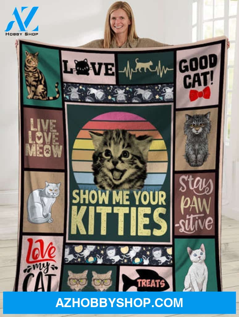 Cat Blanket, Show Me Your Kitties Cat Lover Ultra Soft Cozy Plush Fleece Blanket