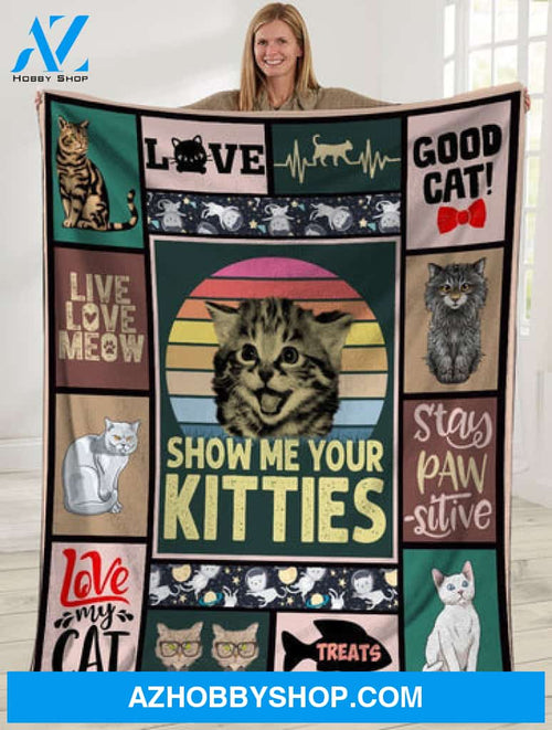 Cat Blanket, Show Me Your Kitties Cat Lover Ultra Soft Cozy Plush Fleece Blanket