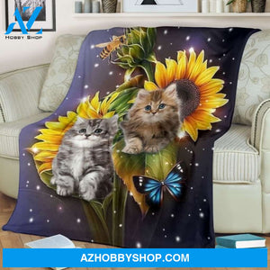 Cat Blanket, Sunflower Beautiful Blanket Gift for Cat Lovers