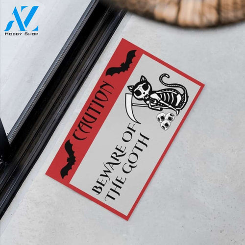 Cat Caution Beware Of The Goth Doormat | Welcome Mat | House Warming Gift