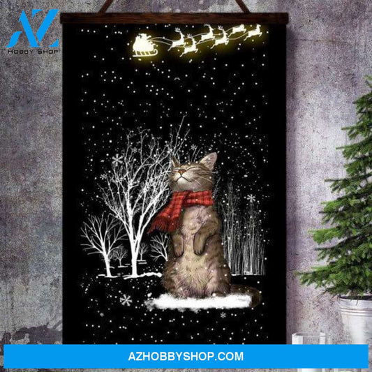 Cat Christmas Warm Reindeer Wishes Canvas And Poster, Wall Decor Visual Art