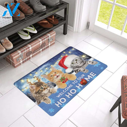 Cat Christmas Welcome To Our Ho Ho Home Doormat Indoor And Outdoor Mat Entrance Rug Sweet Home Decor Housewarming Gift Gift For Friend Family Stem Feminist