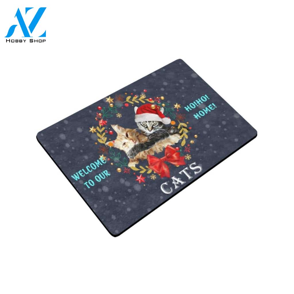 Cat Christmas Welcome To Our Ho Ho Home Doormat Indoor And Outdoor Mat Entrance Rug Sweet Home Decor Housewarming Gift Gift For Friend Family Stem Feminist