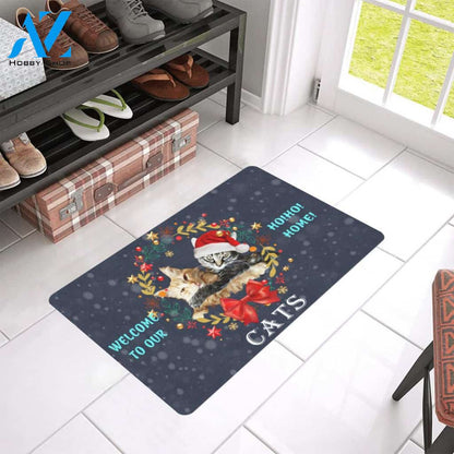 Cat Christmas Welcome To Our Ho Ho Home Doormat Indoor And Outdoor Mat Entrance Rug Sweet Home Decor Housewarming Gift Gift For Friend Family Stem Feminist