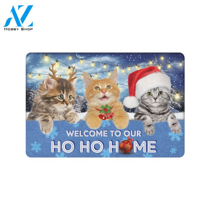 Cat Christmas Welcome To Our Ho Ho Home Doormat Indoor And Outdoor Mat Entrance Rug Sweet Home Decor Housewarming Gift Gift For Friend Family Stem Feminist