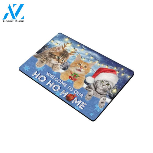 Cat Christmas Welcome To Our Ho Ho Home Doormat Indoor And Outdoor Mat Entrance Rug Sweet Home Decor Housewarming Gift Gift For Friend Family Stem Feminist