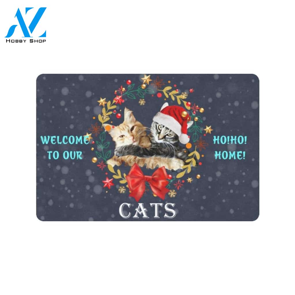 Cat Christmas Welcome To Our Ho Ho Home Doormat Indoor And Outdoor Mat Entrance Rug Sweet Home Decor Housewarming Gift Gift For Friend Family Stem Feminist