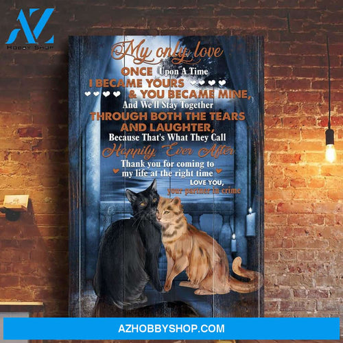 Cat couple - My only love, thank you for coming to my life at the right time - Couple Portrait Canvas Prints - Wall Art