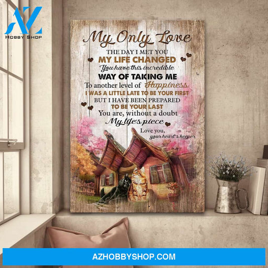 Cat couple - You are my life's piece - Couple Portrait Canvas Prints, Wall Art