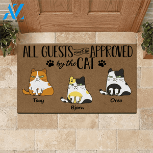 Cat Custom Doormat All Guests Must Be Approved By The Cat Personalized Gift | WELCOME MAT | HOUSE WARMING GIFT