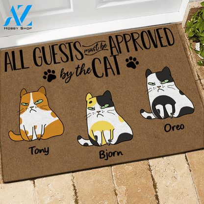 Cat Custom Doormat All Guests Must Be Approved By The Cat Personalized Gift | WELCOME MAT | HOUSE WARMING GIFT