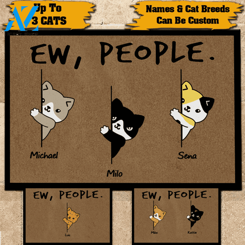 Cat Custom Doormat Ew, People Personalized Gift | WELCOME MAT | HOUSE WARMING GIFT
