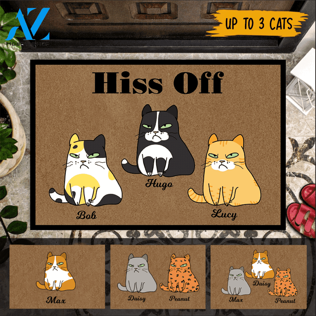 Cat Custom Doormat Hiss Off | WELCOME MAT | HOUSE WARMING GIFT