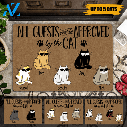 Cat Custom Doormat Name All Guests Must Be Approved By The Cat Personalized Doormat | WELCOME MAT | HOUSE WARMING GIFT