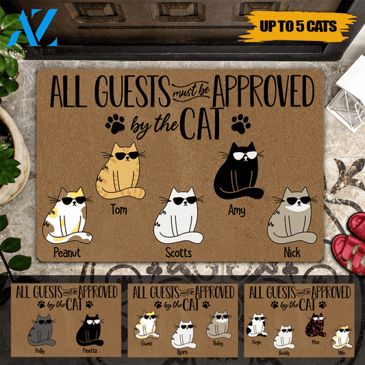 Cat Custom Doormat Name All Guests Must Be Approved By The Cat Personalized Doormat | WELCOME MAT | HOUSE WARMING GIFT