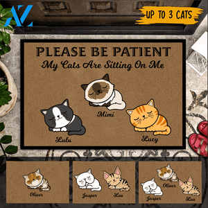Cat Custom Doormat Please Be Patient My Cats Are Sitting On Me | WELCOME MAT | HOUSE WARMING GIFT
