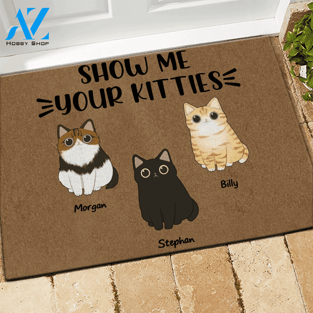 Cat Custom Doormat Show Me Your Kitties Personalized Gift | WELCOME MAT | HOUSE WARMING GIFT