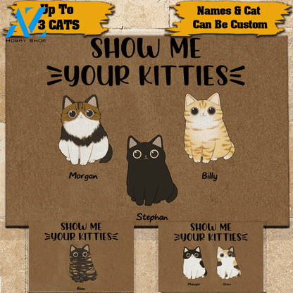 Cat Custom Doormat Show Me Your Kitties Personalized Gift | WELCOME MAT | HOUSE WARMING GIFT