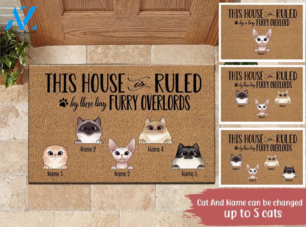 Cat Custom Doormat This House Is Ruled By A Tiny Furry Overlords Personalized Gift | WELCOME MAT | HOUSE WARMING GIFT