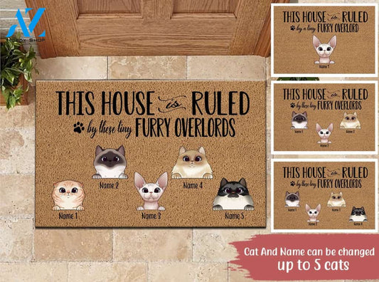 Cat Custom Doormat This House Is Ruled By A Tiny Furry Overlords Personalized Gift | WELCOME MAT | HOUSE WARMING GIFT