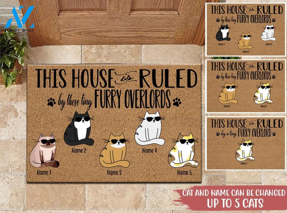 Cat Custom Doormat This House Is Ruled By These Tiny Furry Overlords Personalized Gift | WELCOME MAT | HOUSE WARMING GIFT