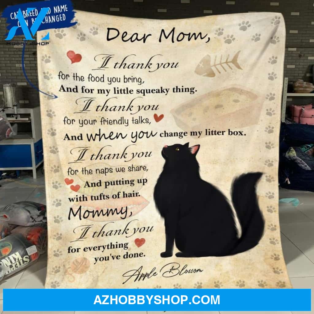 Personalized Cat Custom Fleece Blanket - Dear Mom, I Thank You For The Food You Bring ...