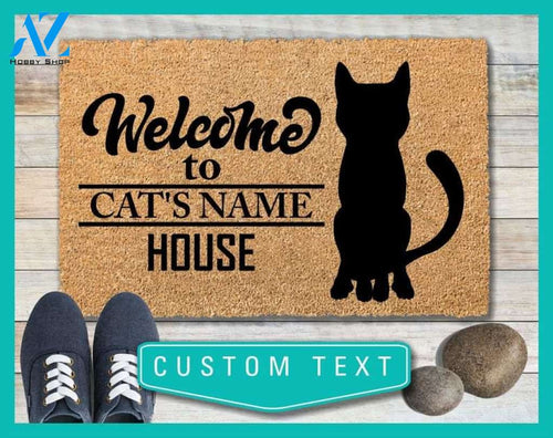 Cat Custom Welcome Doormat, Home Decor, Door Mat, Welcome Mat, Cat Mat, Housewarming Gift, Cat Door Mat