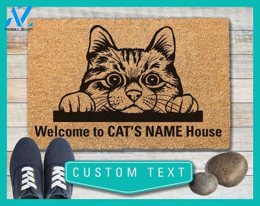 Cat Custom Welcome Doormat, Home Decor, Door Mat, Welcome Mat, Cat Door Mat, Housewarming Gift, Cat Doormats