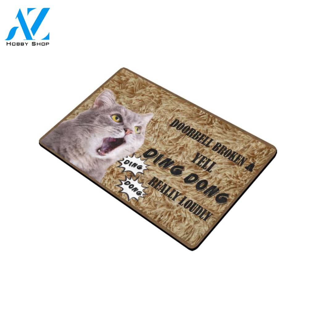 Cat Doorbell Broken Yell Ding Dong Really Loudly Doormat Indoor And Outdoor Mat Entrance Rug Sweet Home Decor Housewarming Gift Gift For Friend Family Stem Feminist