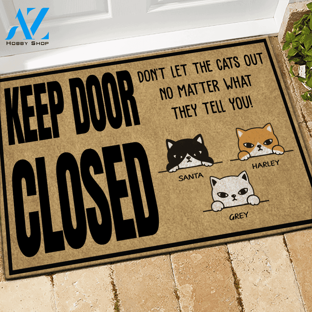 Cat Doormat Customized Don't Let The Cat Out | WELCOME MAT | HOUSE WARMING GIFT