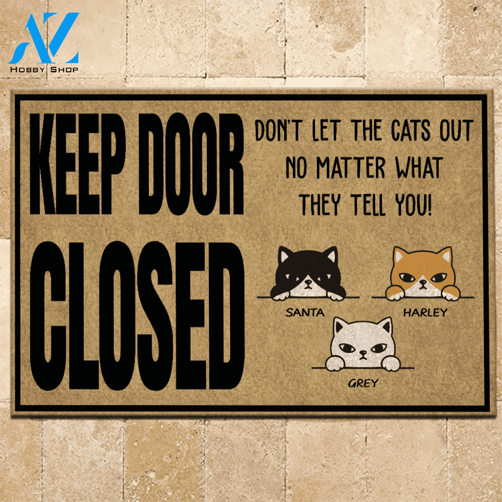 Cat Doormat Customized Don't Let The Cat Out | WELCOME MAT | HOUSE WARMING GIFT